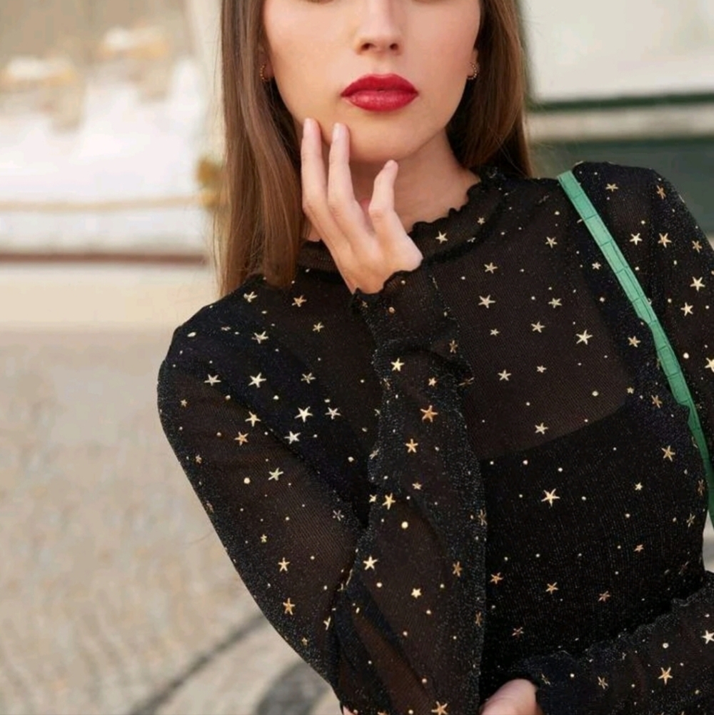star sheer black top